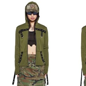 Tripp NYC Strappy Zip-Up Hoodie